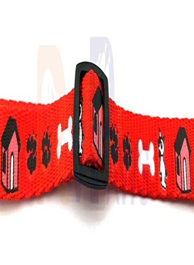 Pups&Pets طقم حزام ومقود للكلاب من Pups&Pets، مزين بطبعة جراء، طوق نايلون قابل للتعديل مع مقود للكلاب الصغيرة والمتوسطة، طقم طوق سريع الفتح وجيد التهوية للجراء والكلاب الصغيرة والقطط 15 مم (أحمر) - Image 5